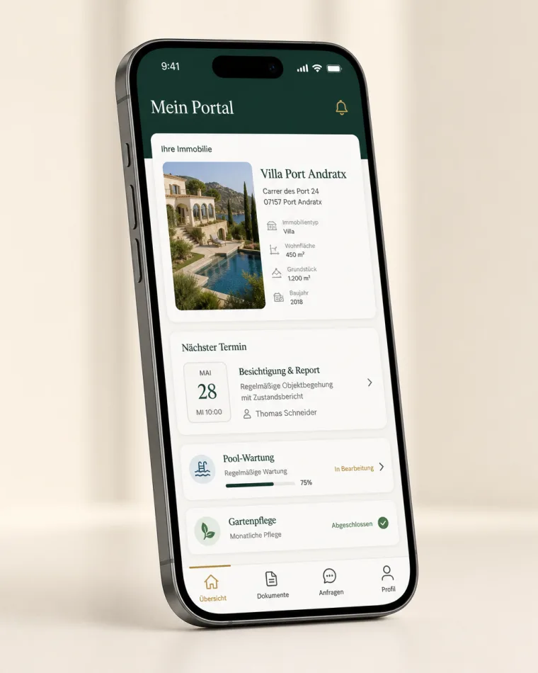 Ihre Immobilie — komplett über unsere App verwaltet